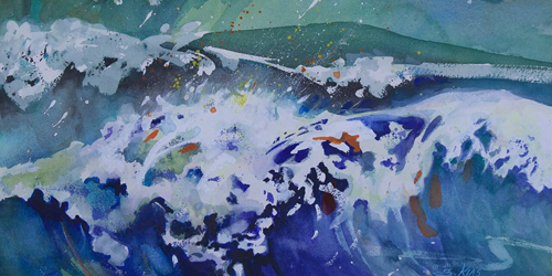 rogue wave painting at block island gallery