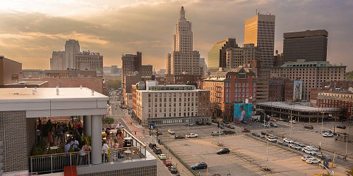 Aloft Hotel Rooftop View in Downtown Providence, RI - Photo Credit PWCVB