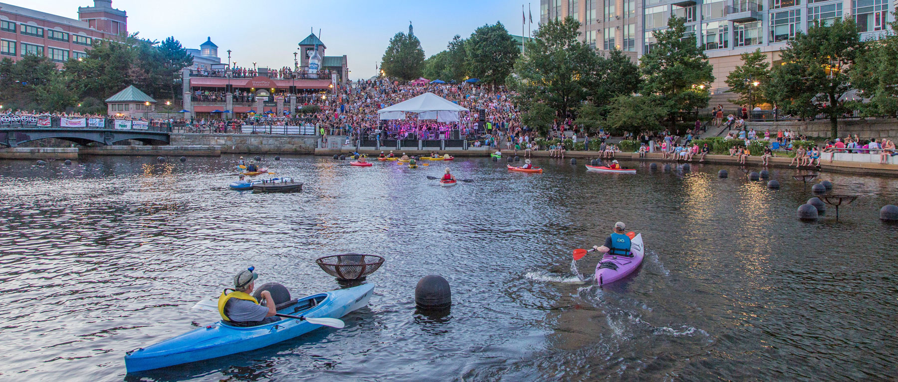 Kayaking at Waterplace Park in Downtown Providence, RI - Photo Credit N. Millard and GoProvidence